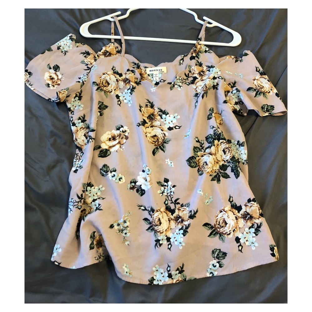 Pink floral off the shoulder tank